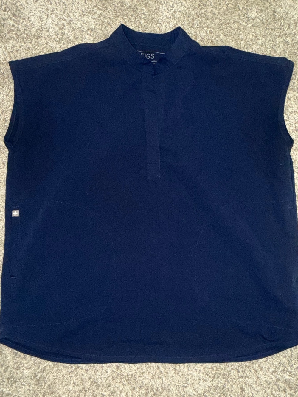 FIGS Navy Sleeveless Mock Polo